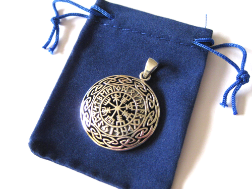 Vegvisir 925'er Silber Ketten Anhänger Wikinger Runen Knoten / x015 - Picture 7 of 8