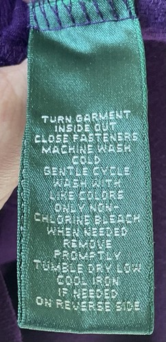 Lauren Ralph Lauren Lila Velour Samt Jacke Damen Medium Full Zipper Logo - Bild 6 von 22