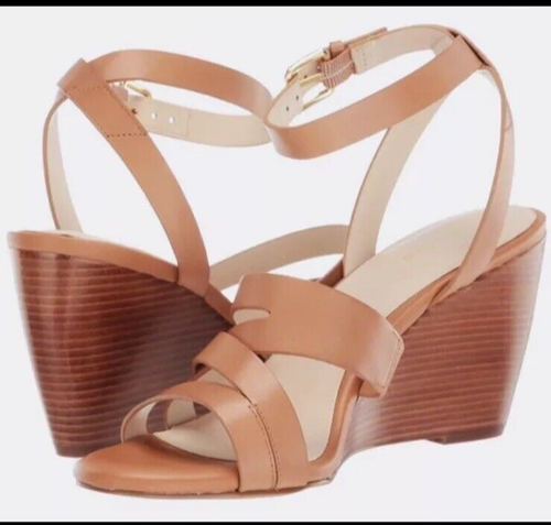 Cole Haan Marieta Damengröße 9B Pekannussleder Riemchen Keilabsatz Sandalen UVP 150 $ - Bild 1 von 15