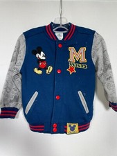 Mickey Mouse Disney Embroidered Blue/Gray Varsity Jacket Kids Sz 3