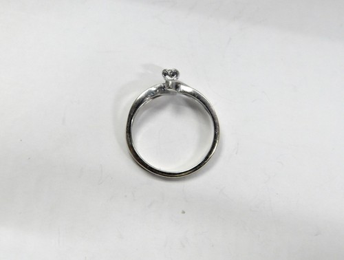 Hermoso ANILLO DE PROMESA DE ORO BLANCO LISO 14K con diamante blanco talla 4.25 adolescente - Imagen 5 de 11