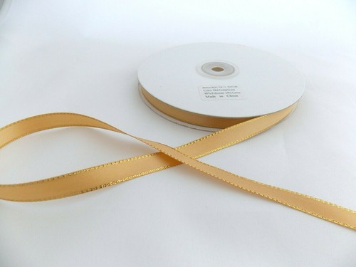 3/8" Satin Ribbon Metallic Gold Silver Edge Trim Assorted Colors Spool 50 yds - Picture 2 of 18