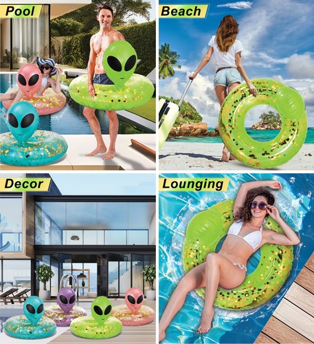 POZA Aufblasbarer Heavy Duty Vinyl UV beständiger Alien Pool Schwimmschlauch, Grün Gold - Bild 3 von 7