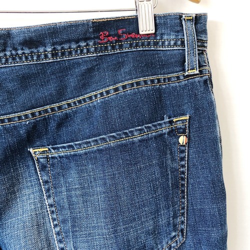 BEN SHERMAN Mens Jeans W36 L32 Dark Blue Wash Denim Relaxed Wide Leg - Picture 10 of 14