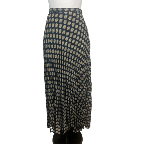 Banana Republic Skirt size 6 Navy Blue Orange Green Floral Sheer Maxi Pleated - Picture 1 of 10