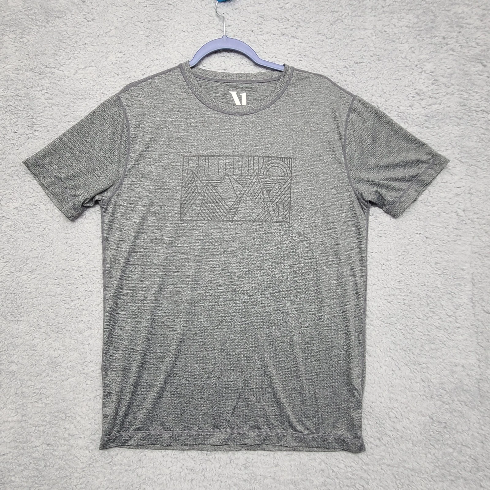 Vuori Shirt Mens Medium Grey Stained Glass Graphic Tee Performance Stretch Gym