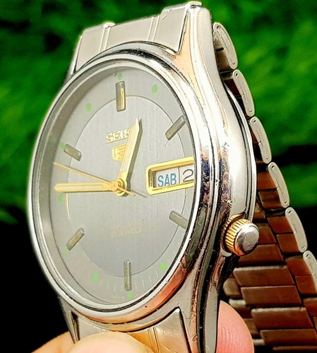 RELOJ PULSERA VINTAGE de Seiko 5 automático día fecha esfera 21 joyas hecho en Japón hombre - Imagen 19 de 24