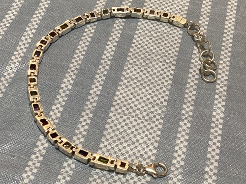 Sterling Silber Multi-Edelstein 7 1/2" + Verlängerung Tennis Armband - Bild 4 von 7