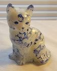 2003 Fenton Opal Satin Blue Sponge Sitting Cat For Carolyn's Collectables