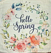 Spring Flowers Hello Spring Throw Pillow Cover 18  Sq