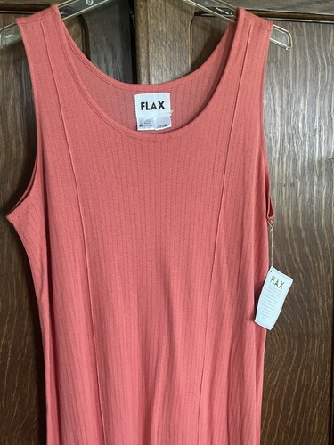 Flax Maxi Dress Medium Cotton Blend Lagenlook Minimalism Boho NWT New - Picture 2 of 7