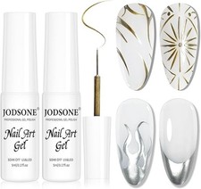 JODSONE 2pcs Metallic Nail Art Gel Liner Gold Mirror Chrome and Silvery 3D Effec