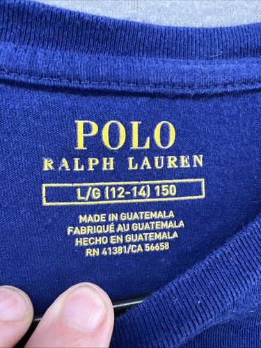 Polo Ralph Lauren Dress Girls Size L Blue Short Sleeves Crew Neck Pullover Bear - Picture 3 of 9