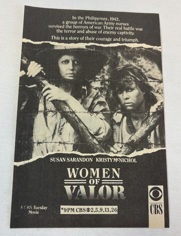 1988 CBS tv movie ad ~ WOMEN OF VALOR Susan Sarandon, Kristy McNichol