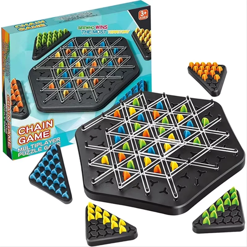 Fun Chain Triangle Game Interactive Peg Game Triangle Chess Board Game Xmas Gift - Image 2 of 4