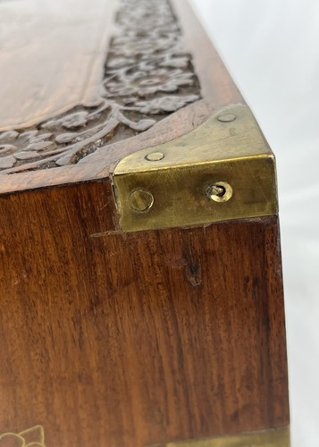 Vintage 9 Drawer Wood & Brass Inlay Jewelry Box Chest Cabinet - Picture 17 of 24