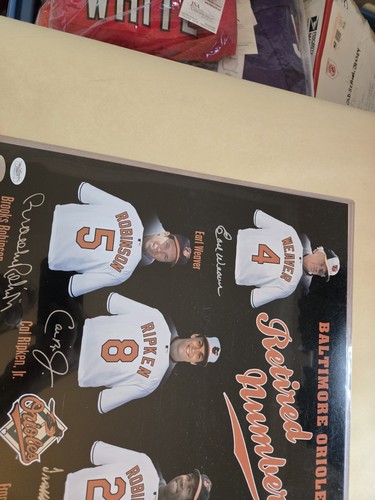 Orioles Hall Of Famers Auto Photo Ripken Murray Robinson Retired Weaver HUGE JSA - Picture 7 of 15