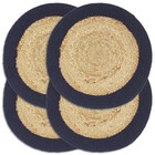 Tischsets 4 Stück 38 cm Jute und Baumwolle natur und marin