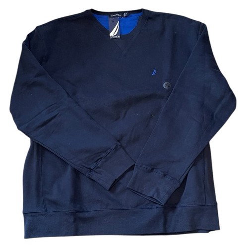 Nautica NUEVA Sudadera Pullover Cuello Redondo Algodón Polar Bordado Azul Marino Talla XL  - Imagen 1 de 6