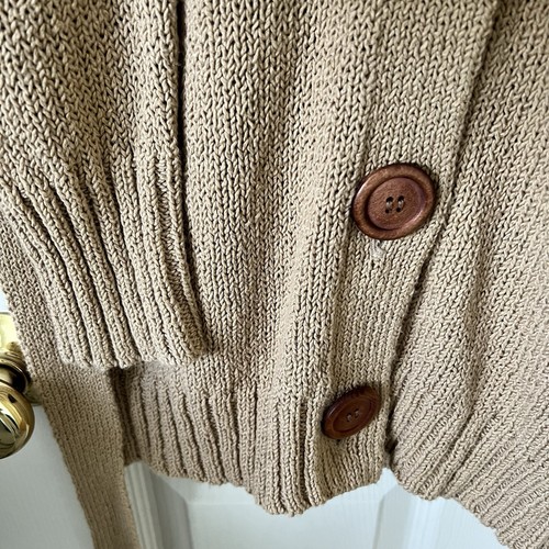 J. Crew Damen Gr. M Strickjacke mit Gürtel Fischerstil Baumwolle neutral beige hellbraun - Bild 6 von 9