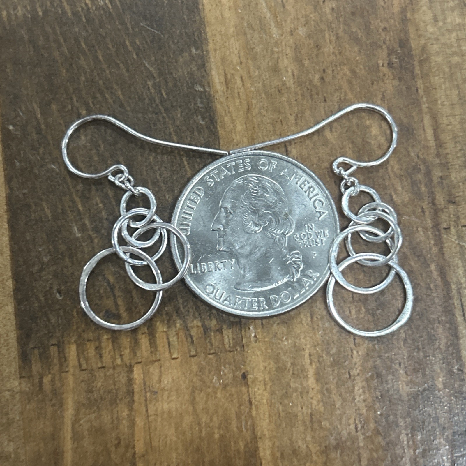 Sterling Silver Interlocking Circles Dangle Earri… - image 2