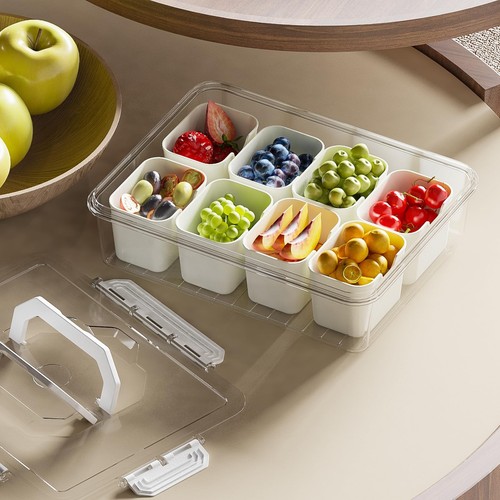 Divided Serving Tray with Lid and Handles 8 Compartments Snack Box Container ... - Picture 7 of 7