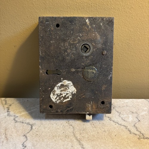 1830s Antique J Walker Original Door Rim Lock Salvage 6”x 4 1/2”