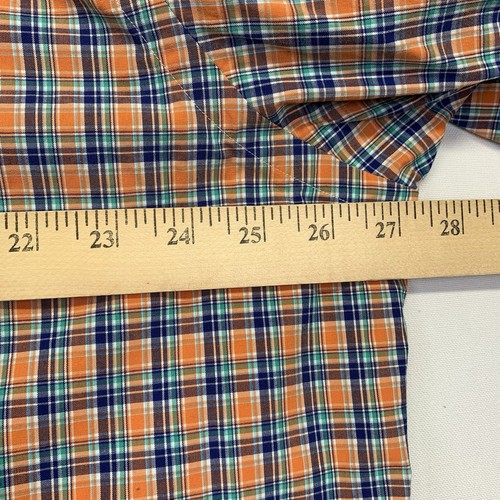 Ralph Lauren Shirt Mens XL Orange Blue Plaid Classic Fit Short Sleeve Button Up - Picture 6 of 8