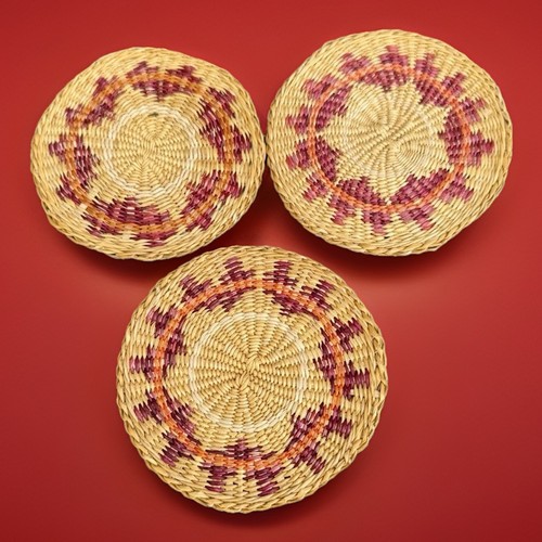11er Set Vintage Korb Rattan Untersetzer mit geflochtenem Korbhalter - Bild 9 von 9