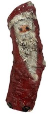 Hand Painted Folk Art Wood Santa Sits On Mantel