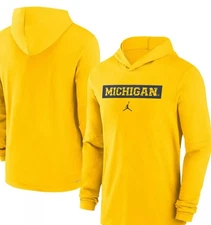 JORDAN Men's Michigan Wolverines Sideline Performance DRI FIT Hoodie Size M