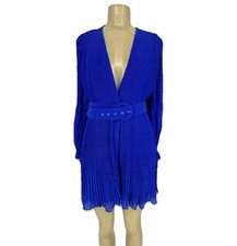 Asos Design Size 6 Women Pleated Blouson Sleeve Mini Dress With Belt Detail H51v