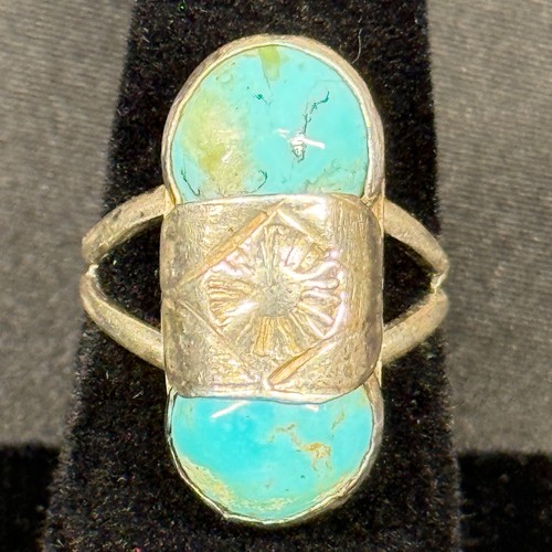 Native American Style Sterling Silver Ring Turquoise Size 6 Hallmarked