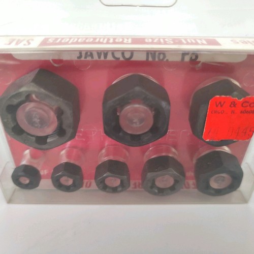 JAWCO Nº Vintage Juego de troqueles rethreader hexagonal F8 NF-SAE 8 piezas hilos finos hechos en EE. UU. - Imagen 3 de 5