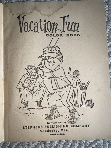 Vintage 1965 Vacation Fun Coloring Book Stephens Publishing Co. Sandusky Ohio - Picture 2 of 10