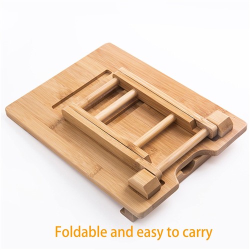 Bamboo Tablet Stand Holder Adjustable Folding Wood iPad Stand with Chargeable... - Picture 2 of 6