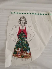 Vintage Cut And Sew VIP Cranston Christmas Tree Apron Panel Holiday USA A21