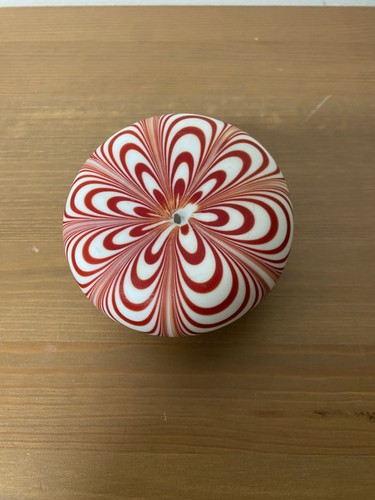 Murano Glass Pulled Red White and Gold Paperweight - Picture 2 of 3