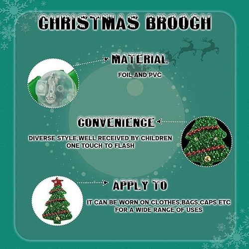 Weihnachtsbroschen, batteriebetriebene Broschen, blinkend leuchtende Weihnachtsbroschen - Bild 37 von 75