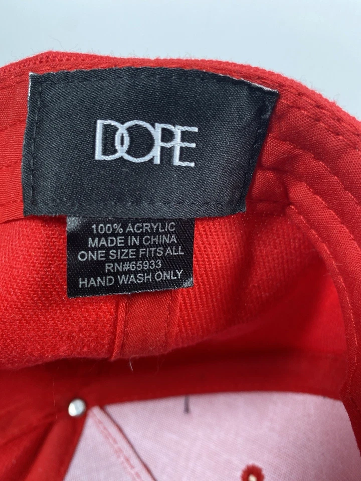 Boné ajustável DOPE vermelho Snapback unissex 100% acrílico streetwear tamanho único - Imagem 4 de 4