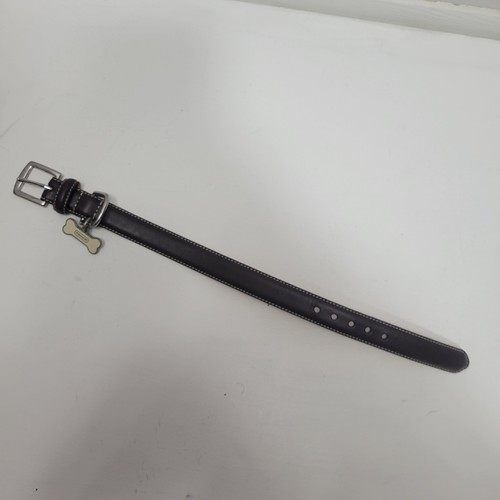 Coach braun Leder Hundehalsband 8420 Größe XS 8,5" -10" weiß Knochen Etikett - Bild 2 von 6