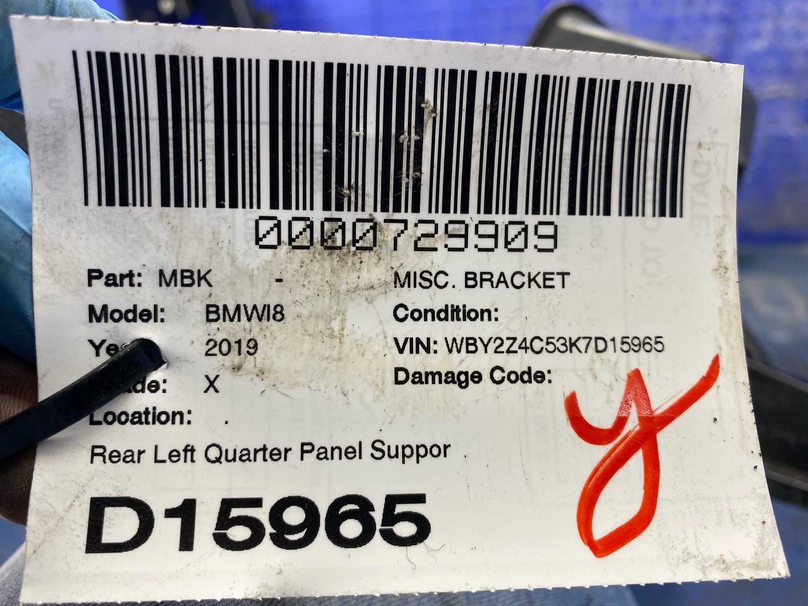 2014-2020 Bmw I8 Oem Rear Left Quarter Panel Support Mount Bracket 7336311