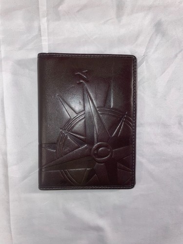 RARO portafoglio passaporto Coach Compass in pelle marrone scuro - Foto 1 di 11