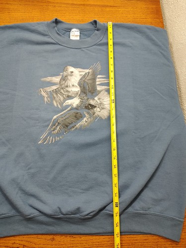 Sudadera De Colección Águila Calva Gráfica Grande Cuello Redondo Para Hombre Etiqueta XXL Azul Claro Pullover - Imagen 6 de 10