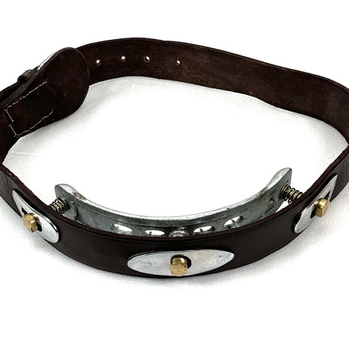 Antikes Leder Pferdehalsband mit Federdruck Metallspikes Messing Adj. AntiCraw - Bild 1 von 13