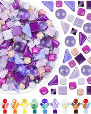 420G Mosaic Tiles for Crafts - 280Pcs Glass Mosaic Kits, Mixed Shapes Mosaic Gla