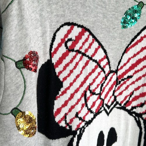 Disney Minnie Mouse Christmas Sweater Womens 4L/2X Sequin Holiday Winter Fun - Picture 5 of 15