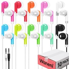 Wholesale Bulk Earbuds Headphones 50 Pack Class Set for School Classroom Stud...