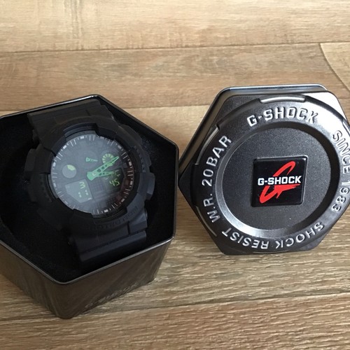 Casio G-Shock GA-100 Black Green Resin Analog-Digital Men's Watch (GA-100C-1A3) - Picture 3 of 12