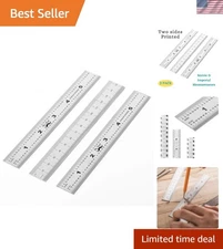 3 Pack 6 Inch Stainless Steel Rulers - Metric/Imperial with Etched Markings